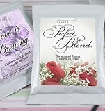 Personalized Flower Theme Coffee Favors, White Bag - (16 designs available)