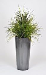 Artificial Ornamental Beach Grass in Round Zinc Planter
