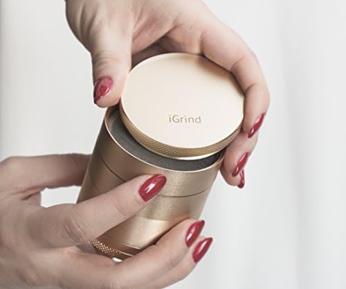 Herb Grinder #1 Premium 5 Piece 2.5" Spices Tobacco Weed Superior Aluminium Cool Unique Brushed Metal Design iGrind Gold