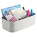mDesign Plastic Office Storage Organizer Caddy Tote with Handle for Cabinet, Countertop, Desk, Workspace - Holds Erasable Pens, Colored Pencils, Washi Tape, Notebook - Large - Light Gray