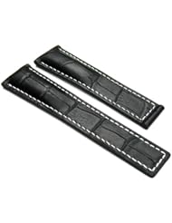 Deployment Leather Strap Band for Breitling 18/22 Blkws #3a