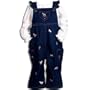 Le Top Playful Ponies Ivory Knit Shirt and Denim Overall Set with All-Over Ponies Embroidery, Denim Blue, 24 Months
