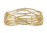 Platinum Overlay Sterling Silver Prong-Set Cubic Zirconia Bangle Bracelet