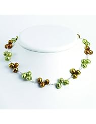 925 Sterling Silver Golden & Green Freshwater Cultured Pearl Necklace
