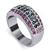 Pretty Multi Color Gemstone Band .925 Sterling Silver Ring