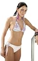 Kejton Brasil sexy Triangel Bikini Hellblau Wei&szlig; mit G&uuml;rtel