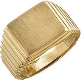 14K Yellow 14.00X13.00 MM Gents Signet Ring W/brush Finished Top