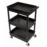 Luxor STC111 40.5" Automotive Utility Cart with 3 Shelves, Black