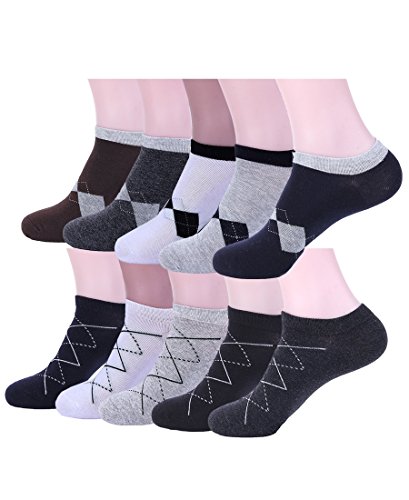 ADFOLF Men's 10 Pack Low Cut Colorful Athletic Running No Show Cotton Socks