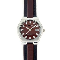 ANTON RUSANO Men's Silver-tone Round Faced Watch with Chocolate Brown Dial. Model: AR-1031M