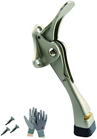 100ctailor Easy-Step Door Stops, kickdown door stops 5-Inch, Satin Nickel and 4 Variations with 3m gloves(L) (SATIN NIKEL)