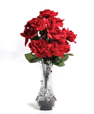 'Forever Flowers' Velvet Rose Bouquet  Vase & 