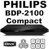 NEW PHILIPS BDP2100 (Compact 12W" x 2H" x 8D") MultiZone All Region Blu Ray DVD Player - 1 HDMI, 1 COAX, 1 RCA VIDEO, 1 ETHERNET