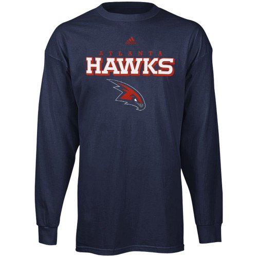 NBA adidas Atlanta Hawks True Basic Long Sleeve T-shirt - Navy Blue (Large)