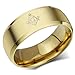 SumBonum Jewelry Mens Womens Stainless Steel Ring, Freemason Masonic Engraved Symbol Band, 8mm, Golden Silver