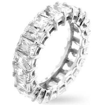 Marilyn's Baguette CZ Diamond Silver Eternity Ring