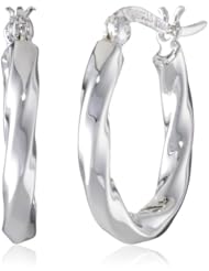 Sterling Silver Tarnish-Free Small Oval Twist Hoop Earrings (0.6" Diameter)