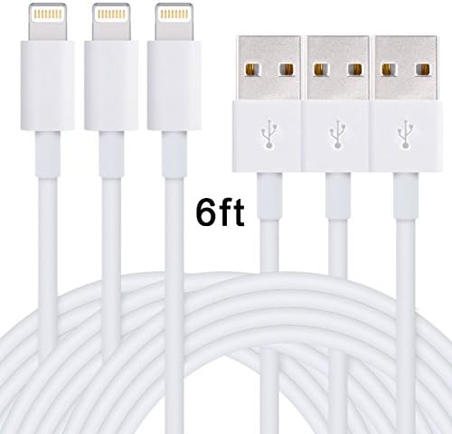 Wecharge(TM) 3 Pack 6FT 8 Pin Lightning to USB Cable Sync and Charging Cord for iPhone 6s plus, 6s, 6 plus, 6, 5s, 5c, 5, iPad Air, iPad mini, iPod nano and iPod touch(White)