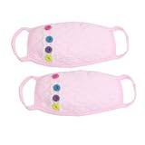Rosallini 2 Pcs Pink Ear Hooks Four Colored Buttons Decoration Mouth Face Mask for Ladies