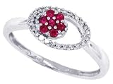0.10ct Genuine Ruby Diamond Right Hand Ring in 14Kt White Gold