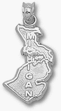 State of Michigan 3/4 Pendant - Sterling Silver Jewelry