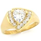 10K Solid Gold Channel-Set Triangle CZ Ring Jewelry