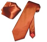BIAGIO SILK Solid BURNT ORANGE NeckTie & Handkerchief Neck Tie Set BIAGIO SILK Solid BURNT ORANGE NeckTie & Handkerchief Neck Tie Set
