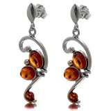 Certified Genuine Honey Amber and Sterling Silver Unusual Earrings