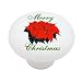 Merry Christmas Holly and Tamborine Decorative High Gloss Ceramic Drawer Knob