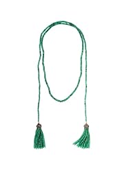 18kt Yellow Gold Diamond Pave Emerald Beads Tassel Necklace Silver Wedding Jewelry