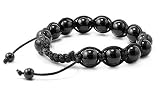 Tibetan Knotted Bracelet - Shiny Onyx - Bead Size: 10mm, Adjustable Length