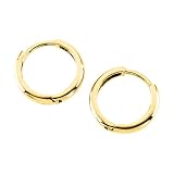 14K Yellow Gold Children's Hinged Plain Hoop Earrings