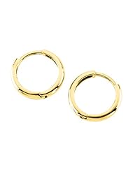 14K Yellow Gold Childrens Hinged Plain Hoop Earrings
