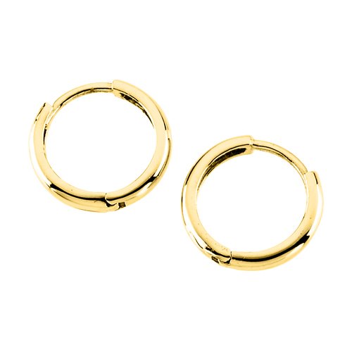 14K Yellow Gold Children's Hinged Plain Hoop Earrings