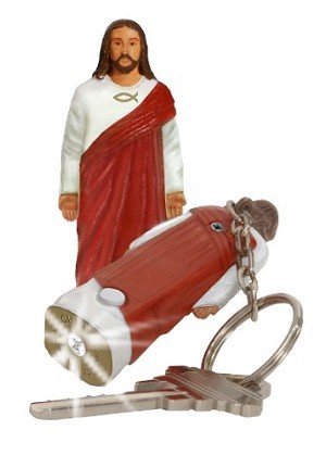 Jesus Christ Figure Flashlight Keychain Religious Ichthys Fish
