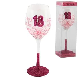 18th Birthday Pink Wine Glass.