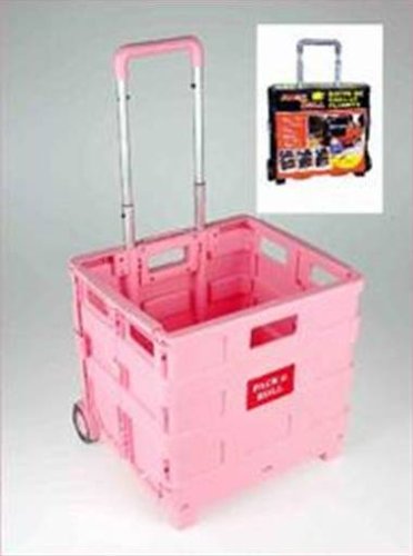 Childrens Toyshop  Kitchen & Housewares : NEW PINK FOLDING BOOT SHOPPING TROLLEY CART CRATE 25KGS
