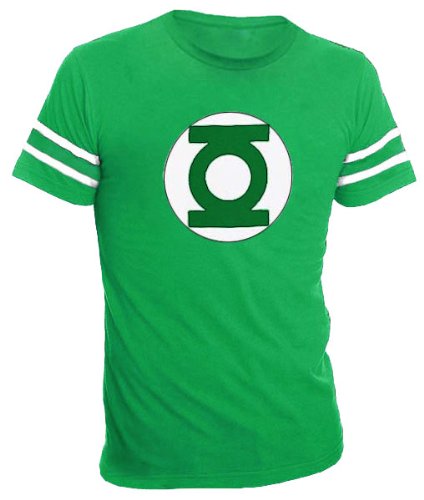  The Green Lantern Logo With Striped Sleeves Green Adult T-shirt Tee
