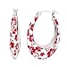 Sterling Silver Summer Flower Printed Enamel on Shrimp Earrings (0.86