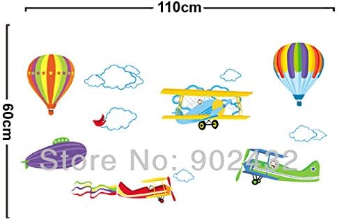 Removable Cartoon Airplane and Hot Air Balloons Wall Sticker Decals Nursery Kids Room Home Decoration