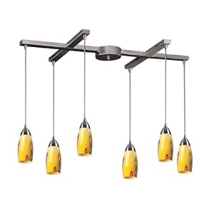 Milan - 6 Light Kitchen Island Pendant Track Lighting Fixture - Brushed Nickel - Yellow -... by Elk