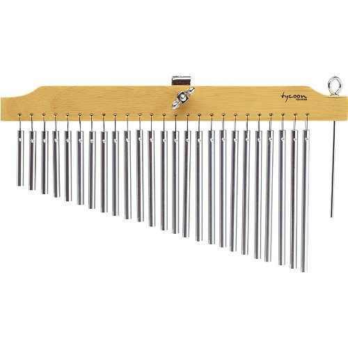 Tycoon Percussion 25 Chrome Chimes With Natural Finish Wood Bar