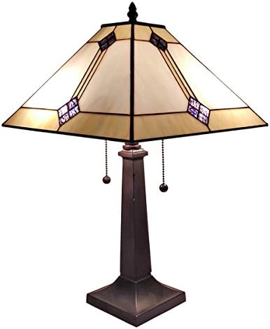 Painted Finish, Art Glass Tiffany Style Mission Table Lamp