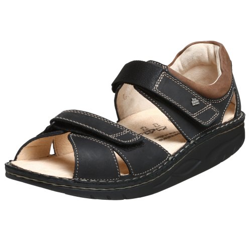 Finn Comfort Men's Samara Sandal,Black/Havanna Buggy,47 EU (US Men's 14 M)