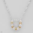Necklace With 1.25ctw Precious Stones - Genuine Citrines and Topazes Well Made in 925 Sterling silver Length 16in