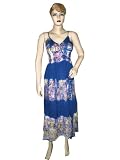 bohemian sundresses:Spaghetti Straps Tie-dye Royal Blue and White Cotton Long Dress