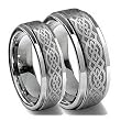 Men & Ladies 8MM/6MM Tungsten Carbide Wedding Band Ring Set w/Laser Etched Celtic Design (Available Sizes 4-14 Including Half Sizes)