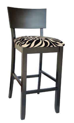 Powell Furniture Black Bent Back Bar Stool with Zebra Pattern Fabric