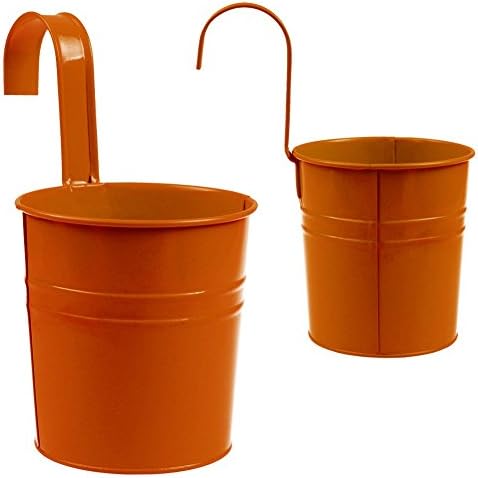 1Pcs Decorative Vase Modern Vases Metal Flower Pot Vase Hanging Balcony Garden Plant Planter Home Decor Iron (Orange)