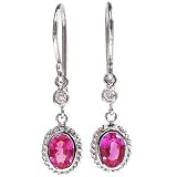 Pink Sapphire and Diamond Drop Hoop Earring, 18k White Gold T.w 1.20